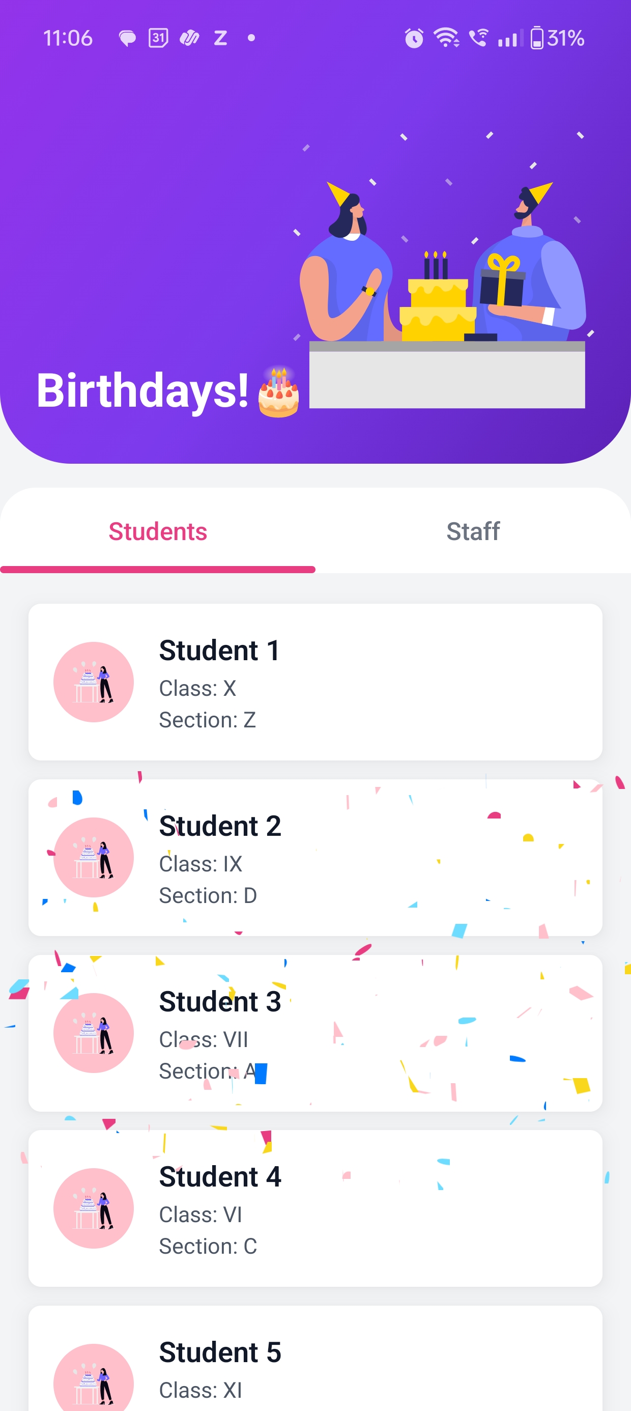 Birthday Tracker Screen
